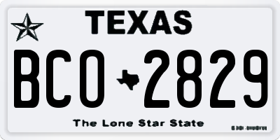TX license plate BCO2829