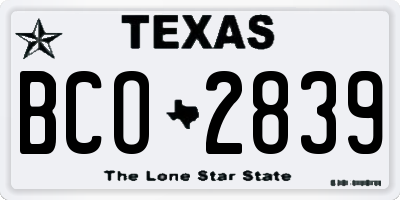 TX license plate BCO2839