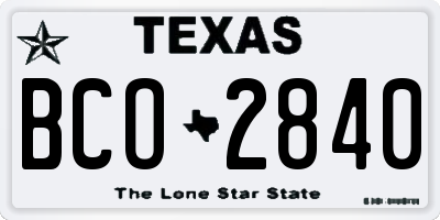 TX license plate BCO2840