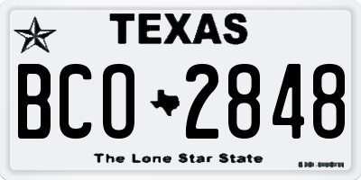 TX license plate BCO2848