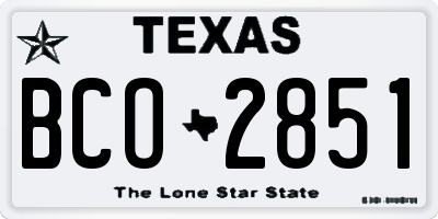 TX license plate BCO2851