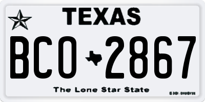 TX license plate BCO2867
