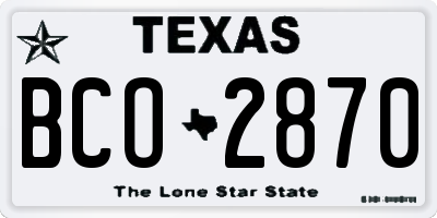 TX license plate BCO2870