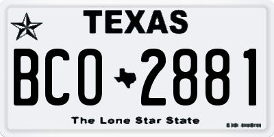 TX license plate BCO2881
