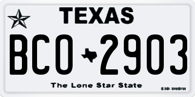 TX license plate BCO2903