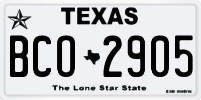 TX license plate BCO2905
