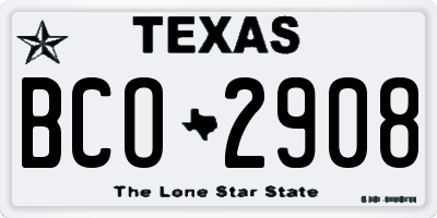 TX license plate BCO2908