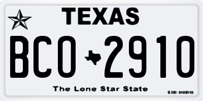 TX license plate BCO2910