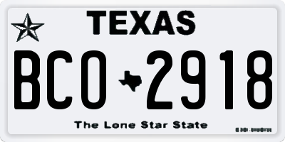 TX license plate BCO2918