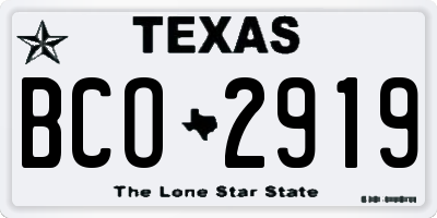 TX license plate BCO2919