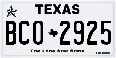 TX license plate BCO2925