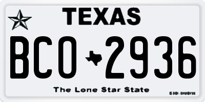 TX license plate BCO2936