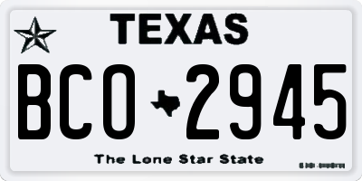 TX license plate BCO2945