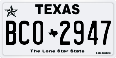 TX license plate BCO2947