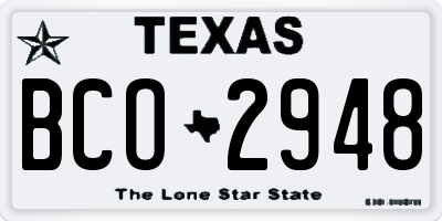TX license plate BCO2948