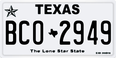 TX license plate BCO2949