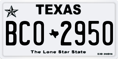 TX license plate BCO2950