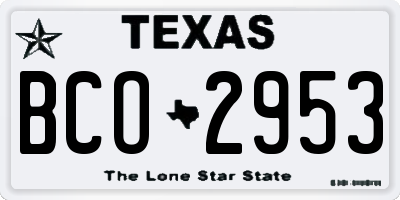TX license plate BCO2953