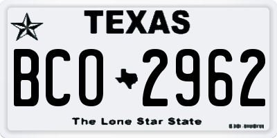 TX license plate BCO2962