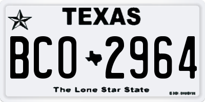 TX license plate BCO2964