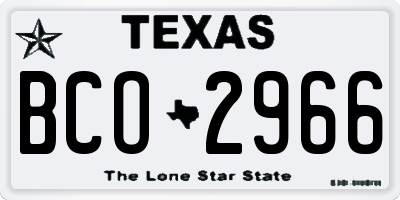 TX license plate BCO2966