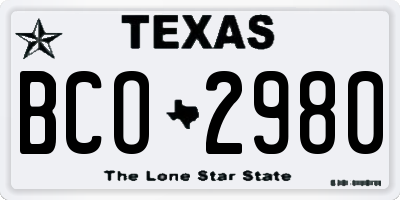 TX license plate BCO2980