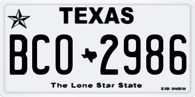 TX license plate BCO2986