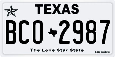TX license plate BCO2987