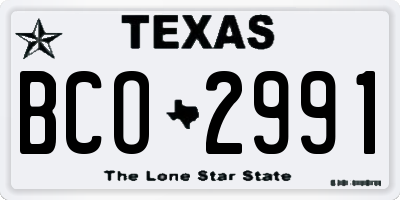 TX license plate BCO2991