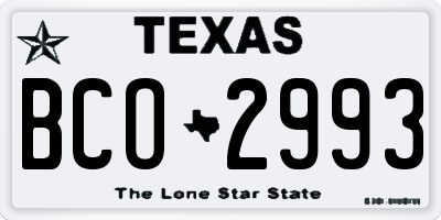TX license plate BCO2993