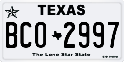 TX license plate BCO2997