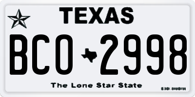TX license plate BCO2998