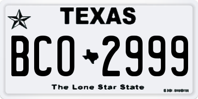 TX license plate BCO2999
