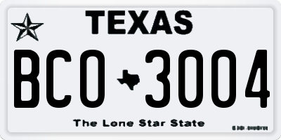 TX license plate BCO3004
