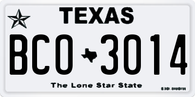 TX license plate BCO3014