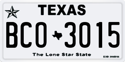 TX license plate BCO3015