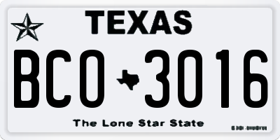 TX license plate BCO3016