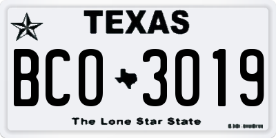 TX license plate BCO3019