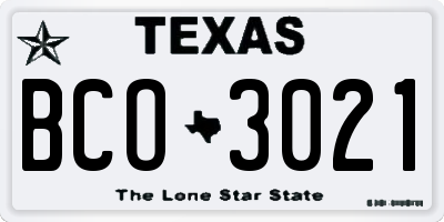 TX license plate BCO3021