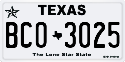 TX license plate BCO3025