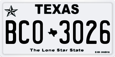 TX license plate BCO3026