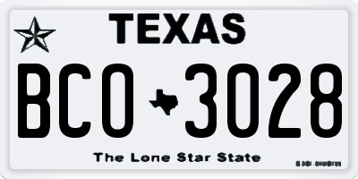 TX license plate BCO3028