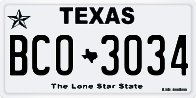 TX license plate BCO3034