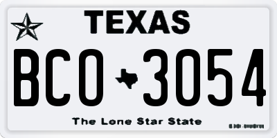 TX license plate BCO3054
