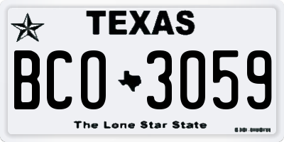 TX license plate BCO3059
