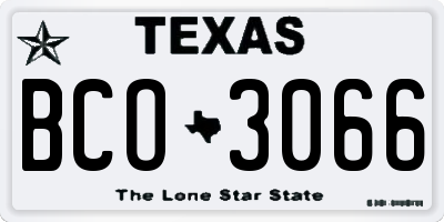 TX license plate BCO3066