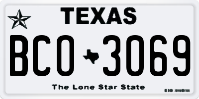 TX license plate BCO3069