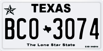 TX license plate BCO3074