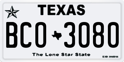 TX license plate BCO3080