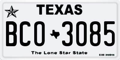 TX license plate BCO3085